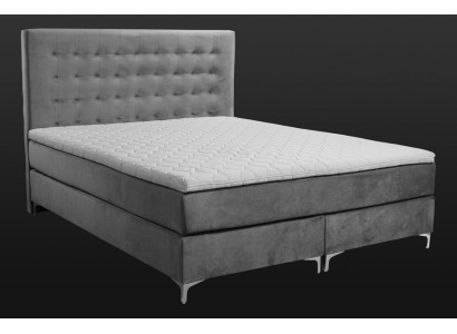 Graues Doppelbett Klassisches Schlafzimmermöbel Design Eleganter Stoff neu