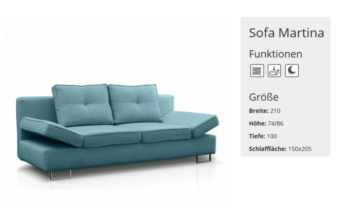Schlafcouch 3 Sitzer Schlafsofa Bettfunktion Büro Wohnzimmer Couch Sofa Polster