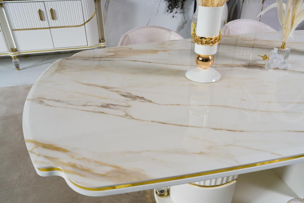 Esszimmer set Modern Esstisch + 6x Stühle Tisch Holz Polsterstuhl 7tlg. Gruppe