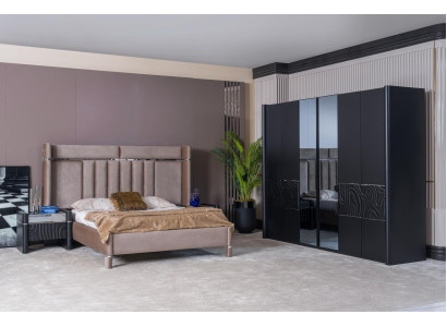 Schlafzimmer Set Komplett Bett + 2x Nachttische + Kleiderschrank 4tlg.