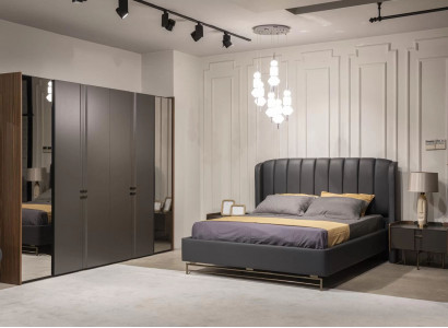 Schlafzimmer Set Bett 2x Nachttisch Kleiderschrank Schminktisch mit Spiegel 5tlg