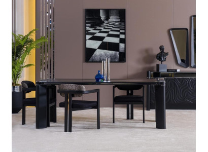 Esszimmer Set 6x Stühle Esstisch Esszimmer Designer Holz Stuhl Garnitur Neu