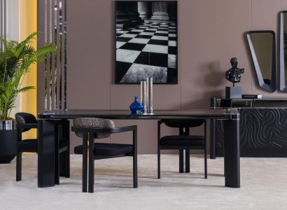 Esszimmer Set 6x Stühle Esstisch Esszimmer Designer Holz Stuhl Garnitur Neu