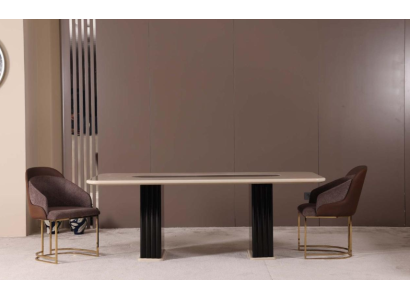 Esszimmer Set Luxus 4x Stühle+Esstisch Essgruppe Garnitur Lehnstühle Modern