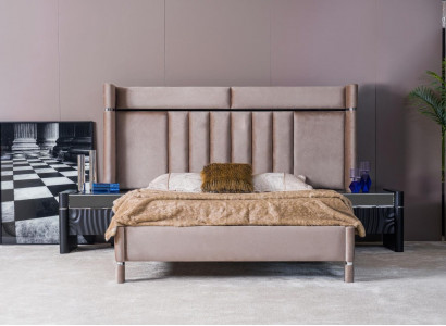 Luxus Schlafzimmer Set Bett + 2x Nachttische Holz Komplettes Modern Neu