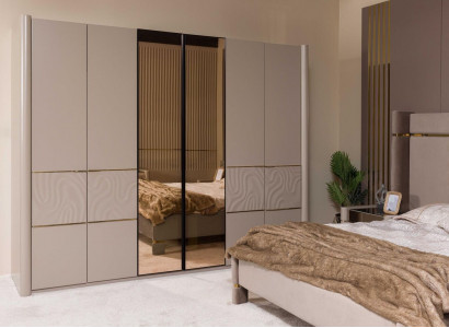 Kleiderschrank Schrank Luxus Schlafzimmer Schränke Möbel Taupe Holz