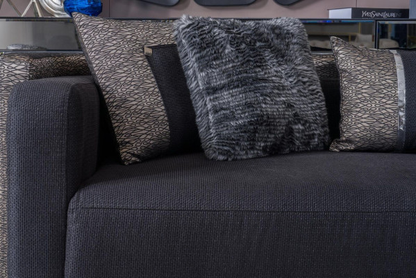 Dreisitzer 240cm Schwarze Luxus Couch Sofa Couchen Möbel Textil Stoff Samt 3er