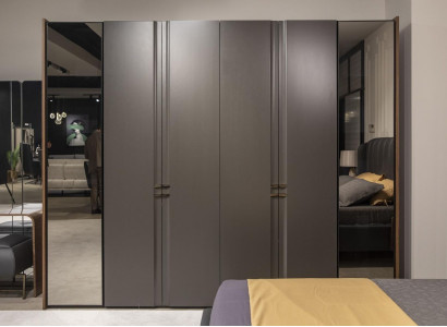 Moderner Kleiderschrank Luxus Schrank Holz Schränke Glas Taupe Schlafzimmer