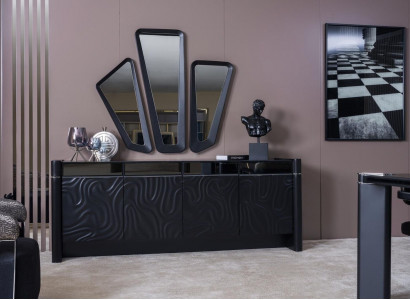 Sideboard 3x Spiegel Anrichte Luxus Garnitur Kommode Holz Kommoden Modern