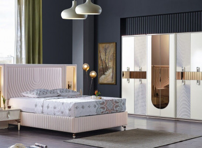 Luxus Schlafzimmer Set Bett 2x Nachttische Schrank Holz Komplettes Modern Neu