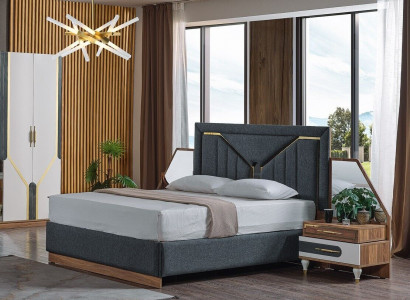 Luxus Schlafzimmer Set Bett + 2x Nachttische+Schrank Holz Komplettes Neu Modern 