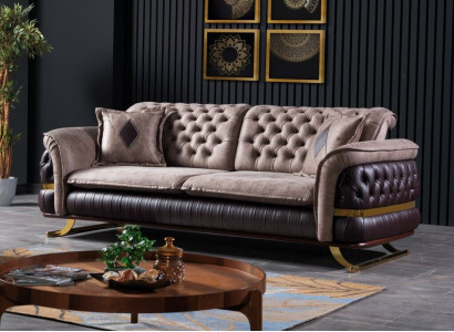 Dreisitzer Design Sofa 3 Sitzer Couchen Textil Chesterfield Sofa 3er Stoff Neu