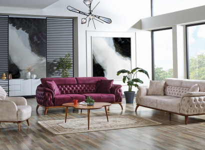 Sofagarnitur 3+3+1 Sitzer Chesterfield Modern Stil Garnitur Set 3tlg. Sofa Relax