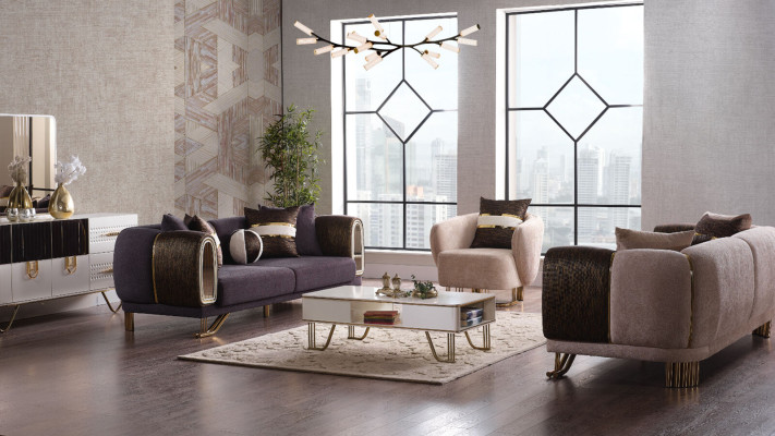 Prestigeträchtige 3+3+1 Wohnzimmer Garnitur Wohnzimmer set zwei Sofas und sessel Neu