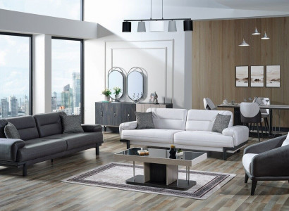 Sofagarnitur 3+3+1 Sitzer Textil Modern Komplett Sessel Sofa 3 Sitzer Luxus