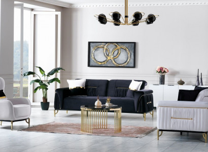 Design Wohnzimmer Set Sofagarnitur 3+3+1 Wohnzimmer Möbel Garnituren Samt