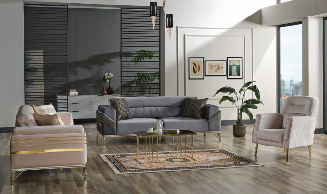 Exklusives Sofagarnitur set 3+3+1 3tlg 2x Sofa Sessel Relax Luxuriöses set