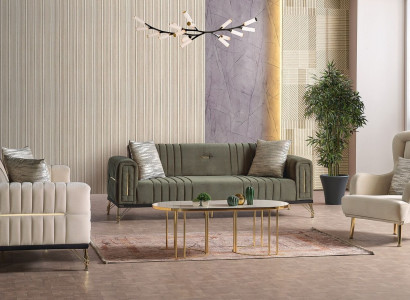 Exklusives Sofagarnitur set 3+3+1 3tlg 2x Sofa Relax Sessel Luxuriöses Set