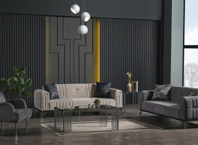 Sofagarnitur 3+3+1 Sitzer Textil Modern Komplett Sessel Sofa 3 Sitzer Luxus Neu