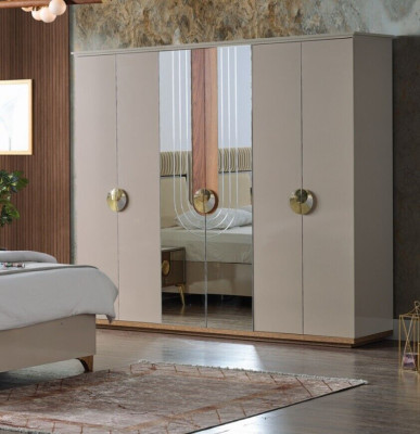 Schlafzimmer Set Luxus Komplettes Bett 2x Nachttische Kleiderschrank 4tlg Neu