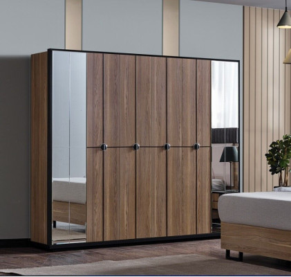 Luxus Schlafzimmer Set 4 tlg. Bett 2x Nachttische Kleiderschrank Schrank Holz