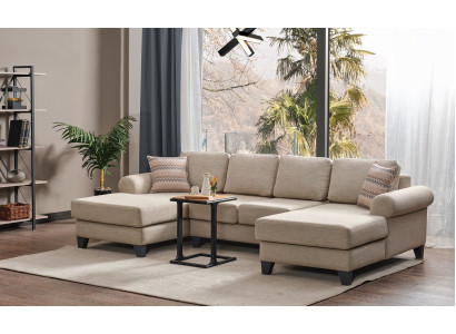 Wohnlandschaft Ecksofa U-Form Couch Sitz Polster Sofa Luxus Möbel Sofas modern
