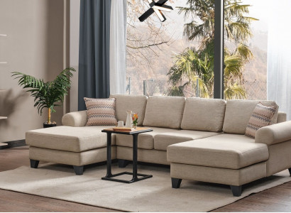 Wohnlandschaft Ecksofa U-Form Couch Sitz Polster Sofa Luxus Möbel Sofas modern