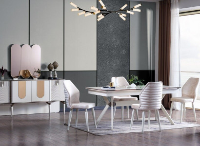 Luxuriöse Esszimmer Set Esstisch + 6x Stühle + Anrichte Modern 8 tlg