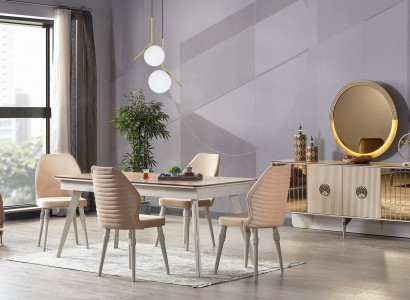 Design Esszimmer Komplett Esstisch + 6x Stühle Modern Möbel Holztisch Neu