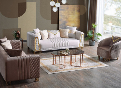 Premium Möbel Wohnzimmer set 3+3+1 Sitzplätzen Sofagarnitur 2x Sofas Sessel