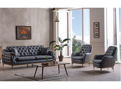 Stilvolles Chesterfield Wohnzimmer Set Sofagarnitur 3+1+1 sitzer Couch