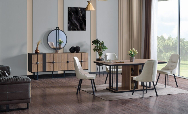 Luxus Esszimmer Set Esstisch 6x Stühle Anrichte Essgarnitur Set 8 tlg