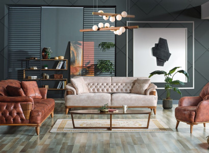 Klassisch Sofagarnitur 3+3+1 Sitzer Chesterfield Relax Sessel Möbel Sofa Neu