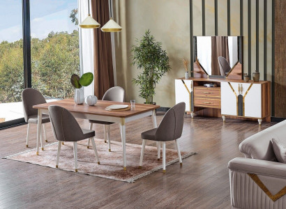 Luxuriöse Esszimmer Set Esstisch + 6x Stühle + Sideboard Neu Set 8 tlg