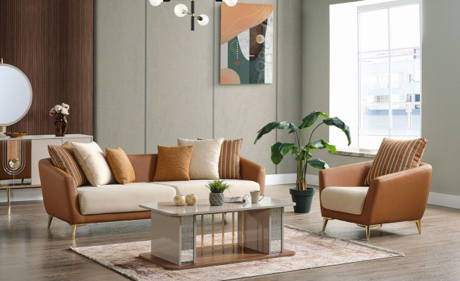 Luxus Sofagarnitur Set Wohnzimmer Sofa set Sofagarnitur 3+1+Couchtisch Modern Neu