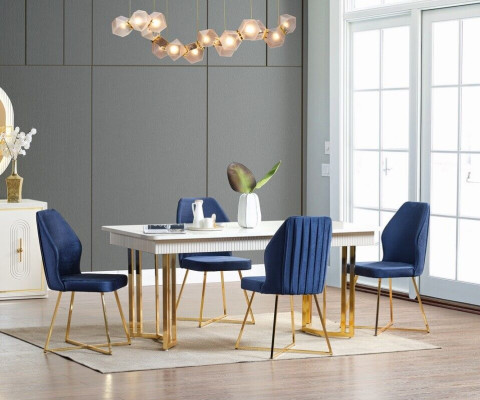 Esszimmer Set Luxus 6x Stühle+Esstisch Essgruppe Garnitur Lehnstühle Modern