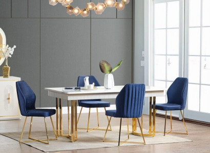 Esszimmer Set Luxus 6x Stühle+Esstisch Essgruppe Garnitur Lehnstühle Modern
