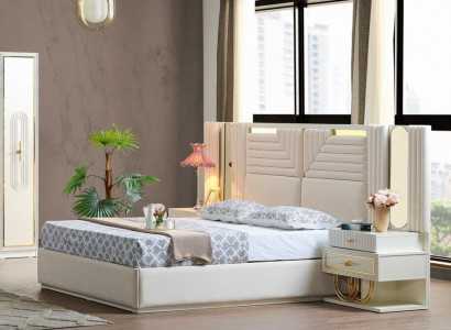 Modern Schlafzimmer Set Bett + 2x Nachttische Design Möbel 3 tlg EU