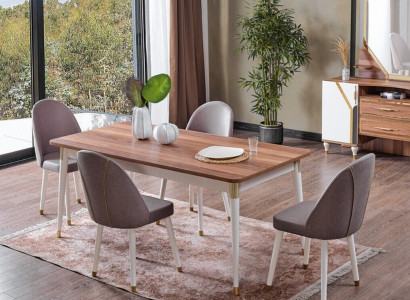 Esszimmer Set 6x Stühle+Esstisch Set Esszimmer Designer Holz Stuhl Garnitur Neu