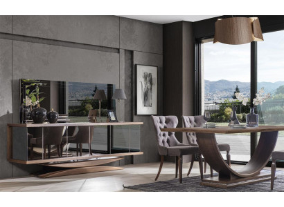 Esszimmer Set 6x Stühle Esstisch Sideboard Spiegel Set Esszimmer Designer Neu