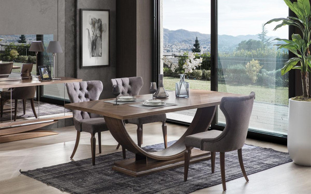 Esszimmer Set 6x Stühle Esstisch Sideboard Spiegel Set Esszimmer Designer Neu