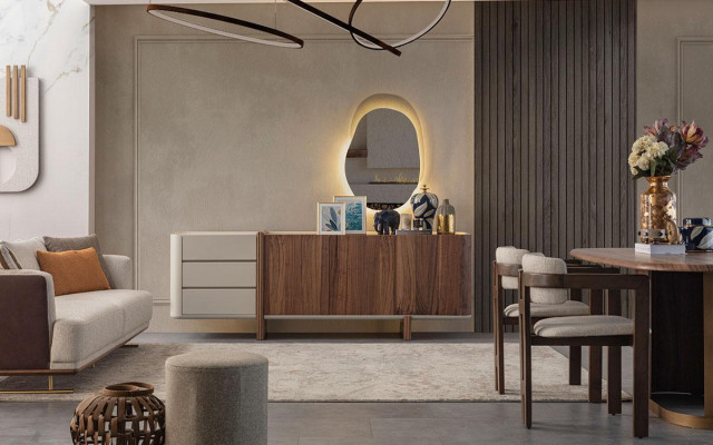 Anrichte Schrank Hochglanz Möbel Holz Luxus Kommode Sideboard Mit Spiegel Luxus Neu