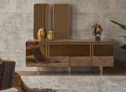 Sideboard mit 2x Spiegel Anrichte Luxus Garnitur Kommode Holz Kommoden Modern