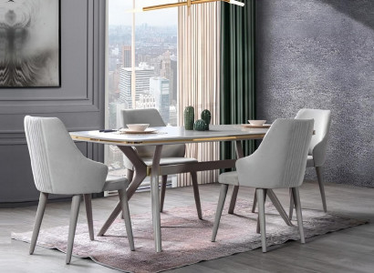 Modern Esstisch 6x Stühle Designer Luxus Esszimmer Möbel Holz Essgruppe