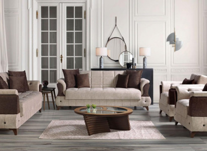 Modern Sofagarnitur Sessel Textil Sofa Luxus Komplett Luxus 3+2+1+1 Sitzer