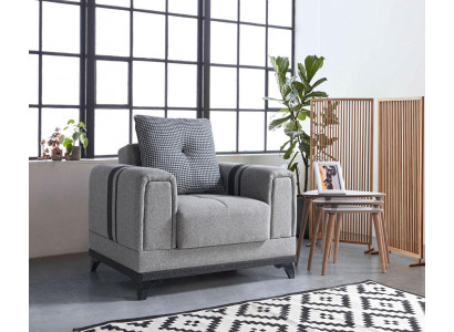 Design Sitzer Luxus Sessel Relax Textil Grau Sessel Lounge Club Moderner Luxus