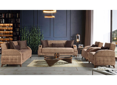 Designer Sofagarnitur 3+2+1+1 Sitzer Couch Polster Sitzpolster Braun Set