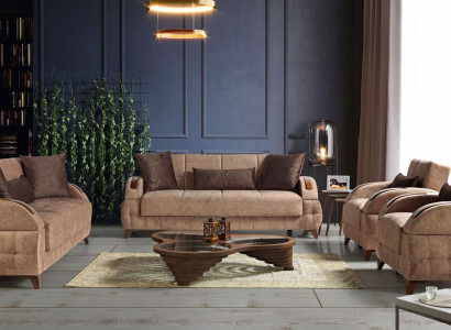 Designer Sofagarnitur 3+2+1+1 Sitzer Couch Polster Sitzpolster Braun Set