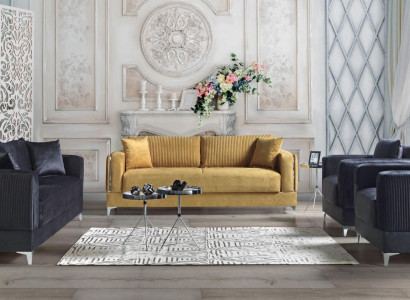 Sofagarnitur 3+2+1+1 Sitzer Textil Modern Komplett Sessel Sofa 3 Sitzer Luxus