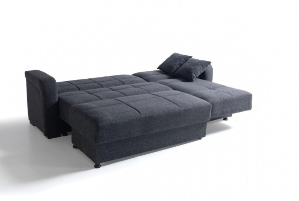 Ecksofa L-Form Hocker Schwarz Komplett Wohnzimmer Set 2tlg. Luxus Möbel